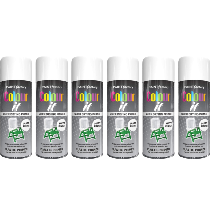 Paint Factory Colour It Quick Drying Matt Finish Plastic Primer 400ML - Pack of 6
