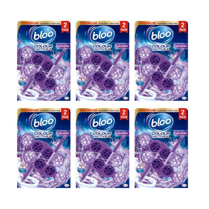 Bloo Colour Active+ Toilet Rim Block Lavender Anti-Limescale 2x50g - Pack of 6