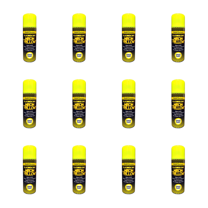 Paint Factory Neon Yellow Spray Paint 200ml - Pack of 12
