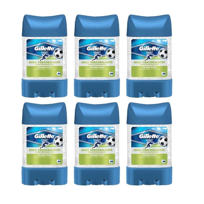 Gillette Power Rush Antiperspirant Deodorant Clear Gel 70ML - Pack Of 6