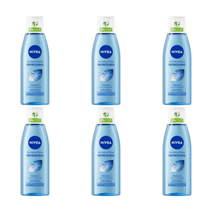 Nivea 2-in-1 Refreshing Milk & Toner 200ml - Pack of 6
