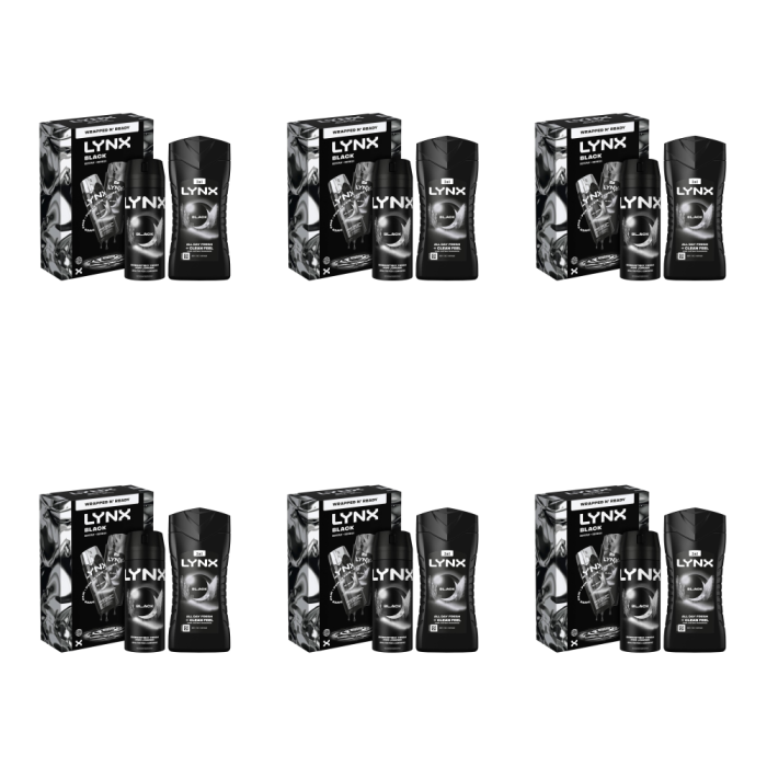 Lynx Black Duo Gift Set Body Wash and Body Spray 2 Pieces - Pack of 6