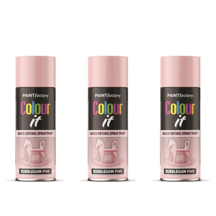 Paint Factory Colour It Bubblegum Pink Gloss Spray Paint 400ml - Pack of 3