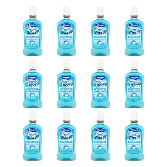 Wisdom Fresh Effect Coolmint Antibacterial Mouthwash 500 ML - Pack of 12