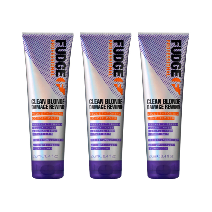 Fudge Clean Blonde Damage Rewind Violet-Toning Conditioner 250ml - Pack of 3