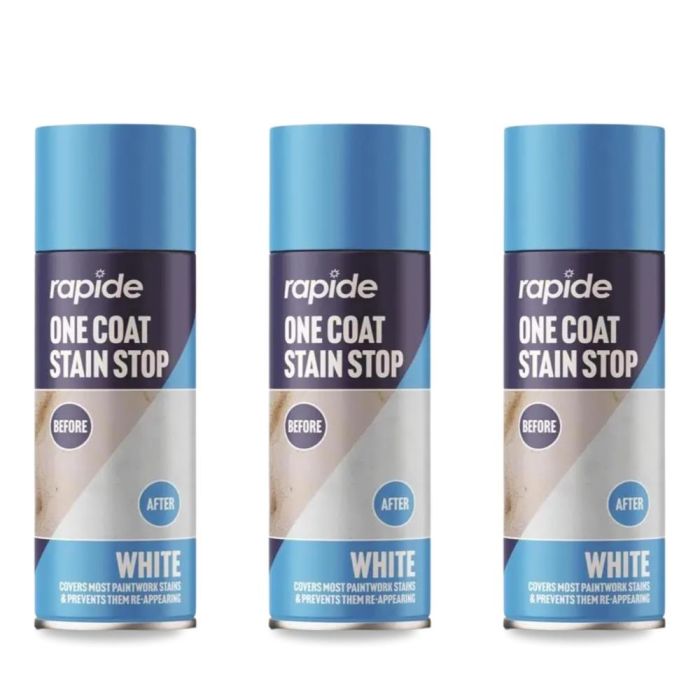 Rapide One Coat Stain Stop White Spray 400ml - Pack of 3