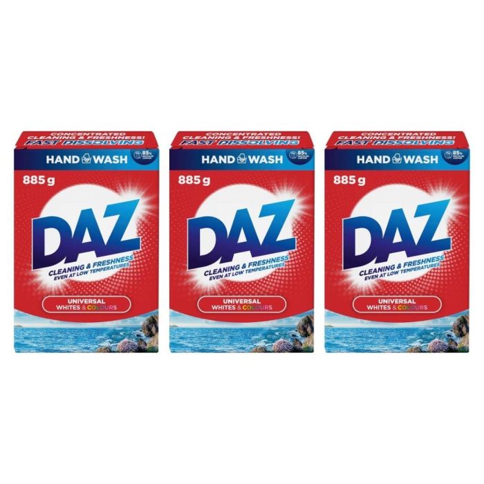 DAZ Washing Powder Stain Removal Whites & Colours 885g - Pack Of 3
