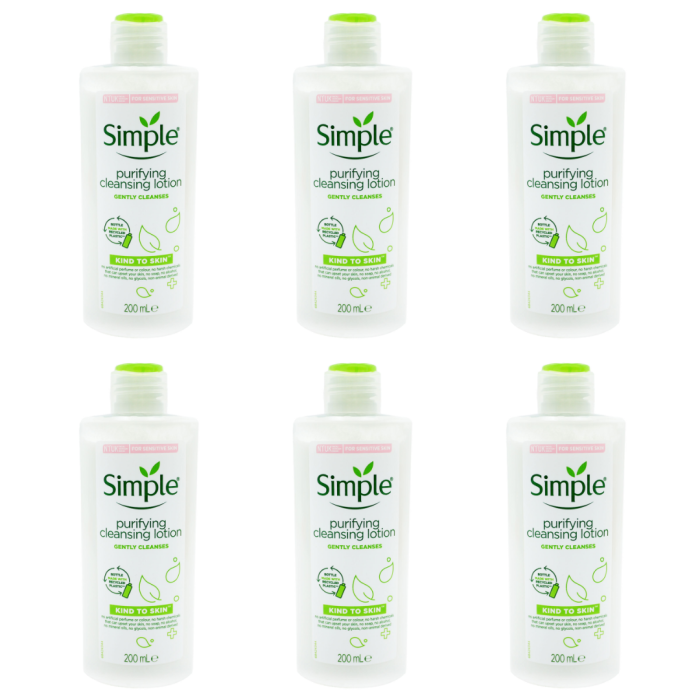 Simple Kind To Skin Purifying Cleansing Lotion 200 ML - Pack of 6