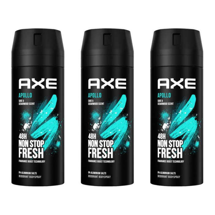 Axe Apollo Men's Deodorant Body Spray 150ml - Pack of 3