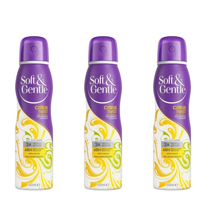 Soft & Gentle Citrus Twist Anti-Perspirant Spray 150ml - Pack of 3