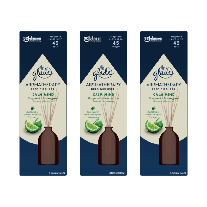 Glade Calm Mind Reed Diffuser Aromatherapy Home Fragrance 80ml - Pack of 3