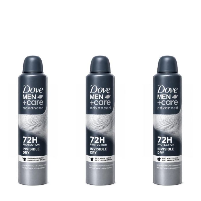 Dove Men Invisible Dry Deodorant Spray 250ml - Pack of 3