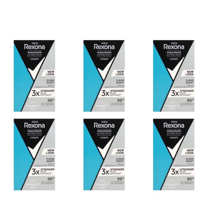 Rexona Men Maximum Protection Clean Scent Anti-Perspirant Cream Stick 45ml - Pack of 6