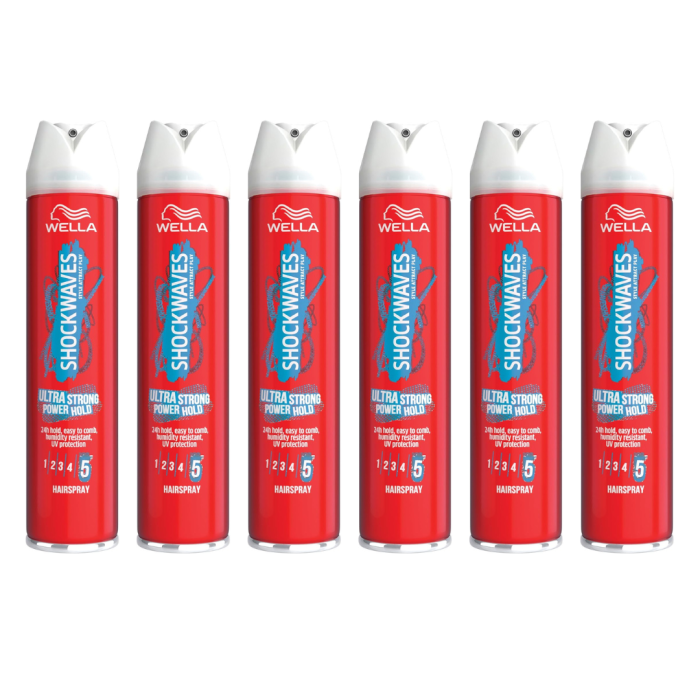 Wella Shockwaves Ultra Strong Hold Hairspray 250ml - Pack of 6