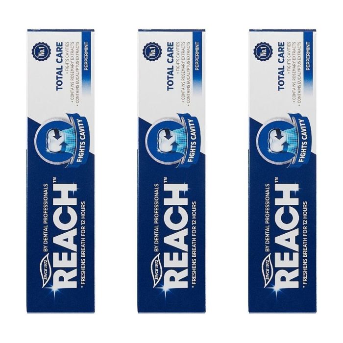 Reach Total Care Toothpaste Pepper Mint Fights Cavities & Plaque 150g x 3