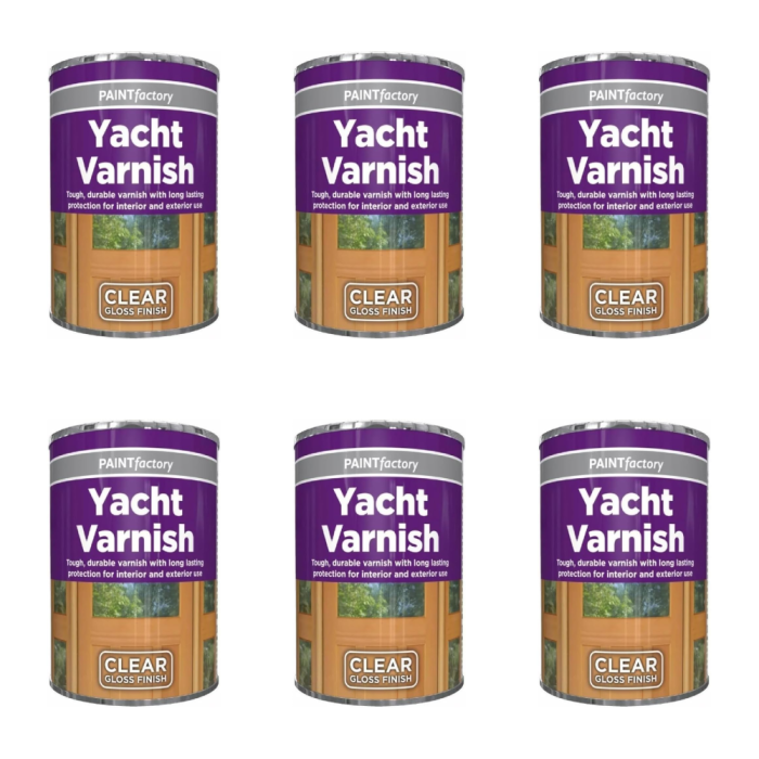 Paint Factory Yacht Varnish Clear Gloss Finish 300ml - Pack of 6