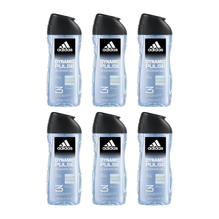 Adidas Dynamic Pulse 3‑in‑1 Shower Gel 250ml - Pack of 6