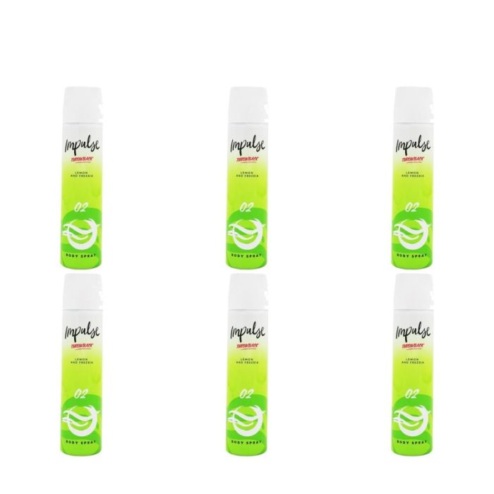 Impulse Lemon & Freesia O2 Body Spray 75ml - Pack of 6