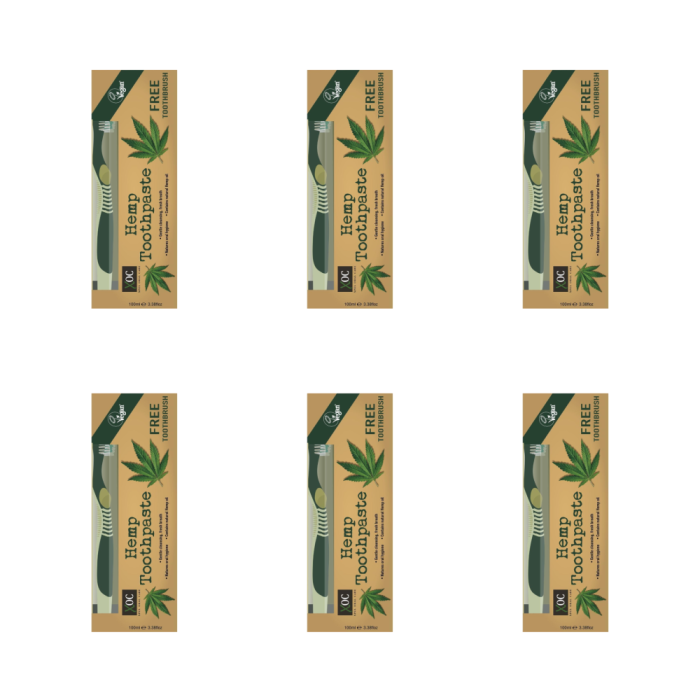 Xpel Oral Care Hemp Fresh Breath Toothpaste 100ml With Free ToothBrush - Pack of 6