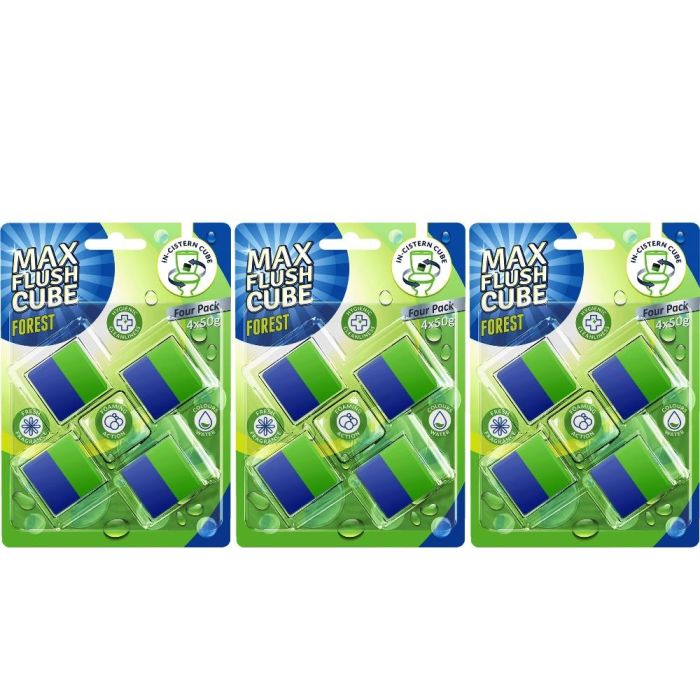 Max Flush Cube Forest Toilet Cleaner 4 x 50g - Pack of 3