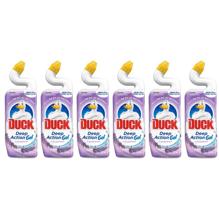 Duck Deep Action Gel Toilet Cleaner Lavender Limescale 750ML - Pack of 6