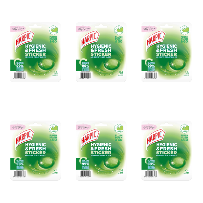 Harpic Hygienic Toilet Cleaner with Sticker 4 Count - Pack of 6
