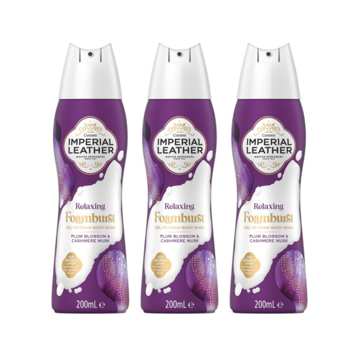 Imperial Leather Foamburst Plum Blossom & Cashmere Musk 200ml - Pack of 3