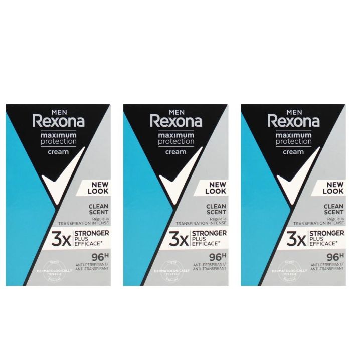 Rexona Men Maximum Protection Clean Scent Anti-Perspirant Cream Stick 45ml - Pack of 3