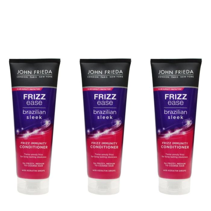 John Frieda Frizz Ease Brazilian Sleek Conditioner 250ml - Pack of 3