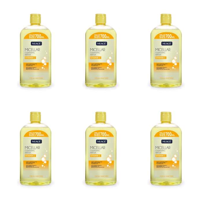Nuage Micellar Cleansing Water Vitamin C For All Skin Types 700ML - Pack of 6