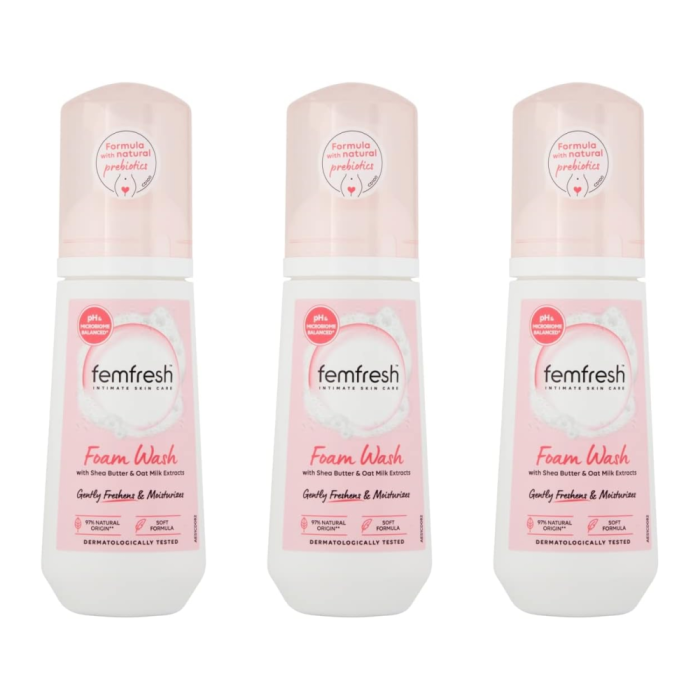 Femfresh Foam Wash Cleanser With Shea Butter & Oat Milk Extracts 150ml - Pack of 3