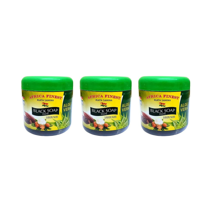 Africa Finest Natural Black Soap Paste Aloe Vera 450 G - Pack of 3
