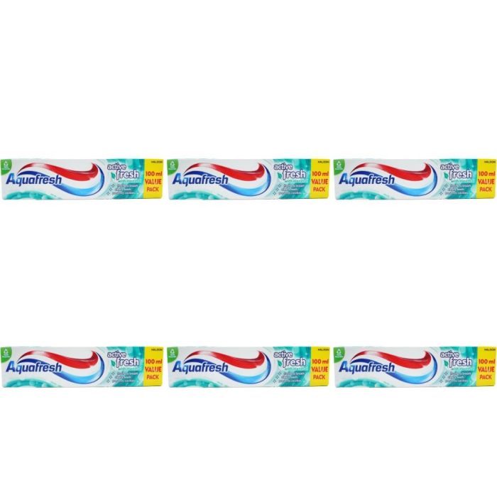 Aquafresh Active Fresh Menthol Toothpaste 100ml - Pack of 6