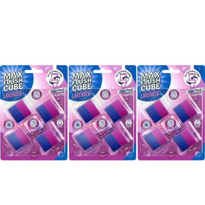 Max Flush Cube Lavender Toilet Cleaner 4 x 50g - Pack of 3