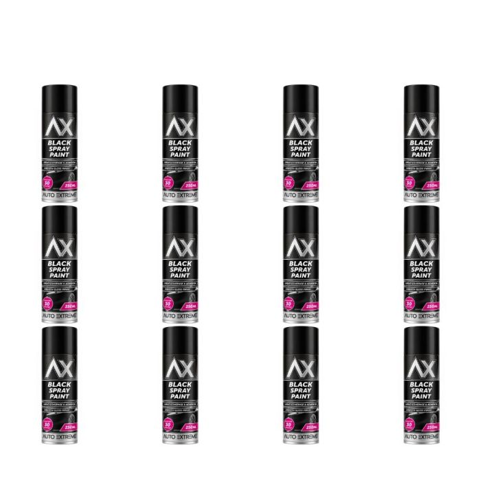 Auto Extreme Black Gloss Spray Paint 250ml - Pack of 12
