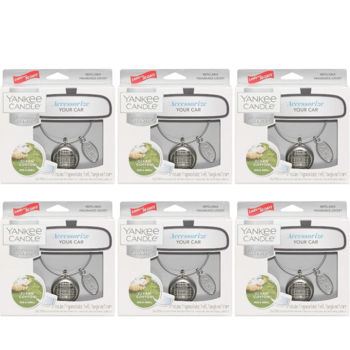 Yankee Candle Clean Cotton Charming Scents Car Starter Kit - Pack of 6