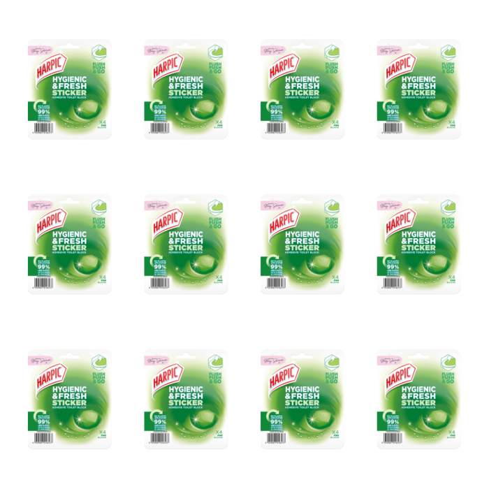 Harpic Hygienic Toilet Cleaner with Sticker 4 Count - Pack of 12