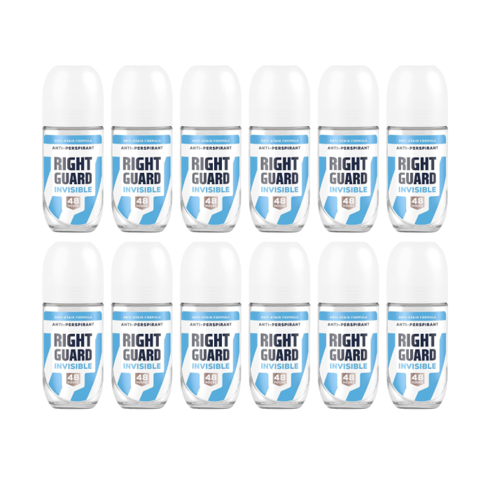 Right Guard Invisible Women Anti Perspirant Deodorant Roll On 50ml - Pack of 12