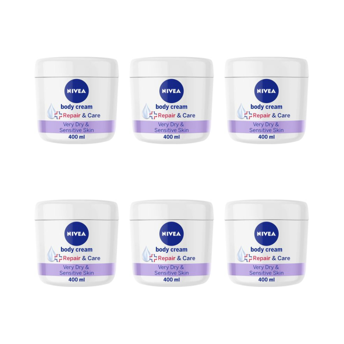 Nivea Repair & Care Sensitive Body Cream 400ML - Pack of 6
