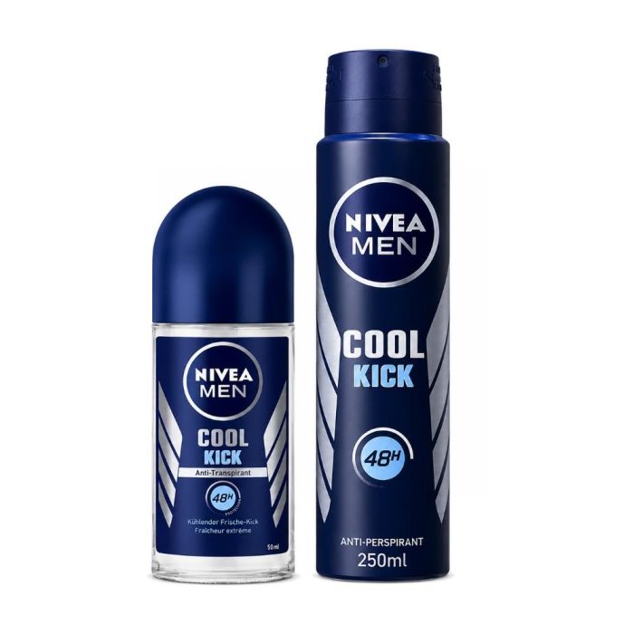 Nivea Men Cool Kick Deodorant Gift Set Roll On 50ml & Anti-Perspirant Spray 250ml