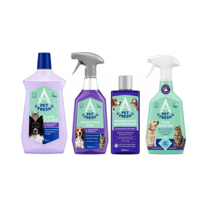 Astonish Pet Fresh Cleaning Bundle – Pet-Safe Floor Cleaner, Disinfectant Spray & Stain Remover (4-Pack)
