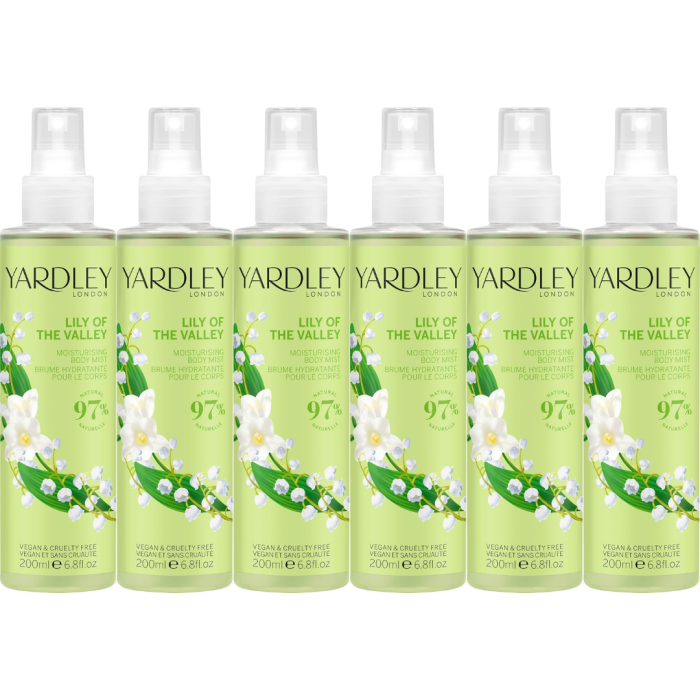 Yardley London Lily of the Valley Women Moisturising Body Mist 200ML - Pack of 6