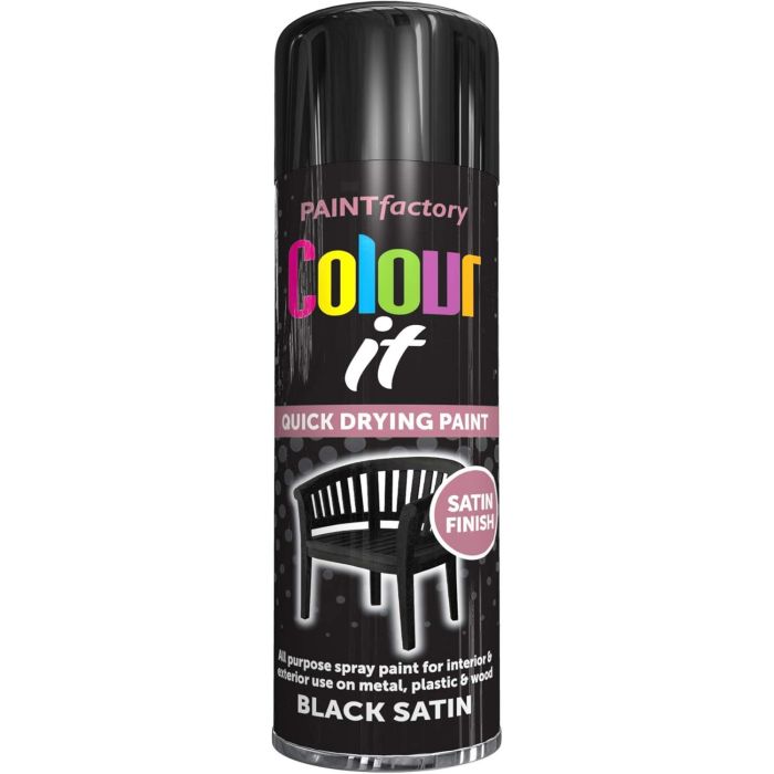 Paint Factory Colour It Satin Black Spray Paint 250ml