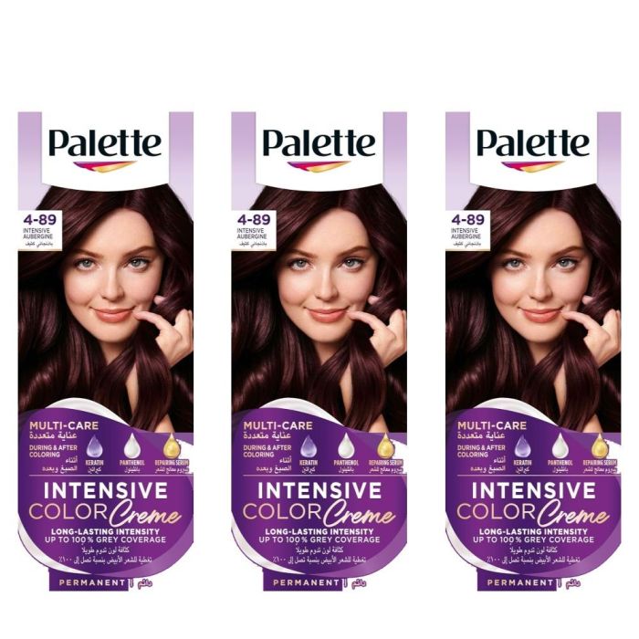 Schwarzkopf Palette Hair Color Creme 4-89 Intensive Aubergine - Pack of 3