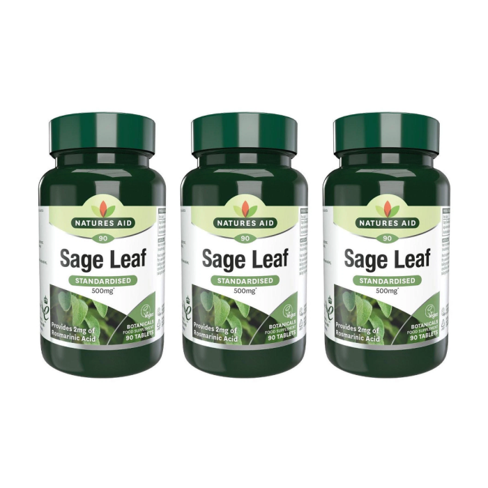 Natures Aid Sage Leaf with 2mg Rosmarinic Acid for Women 90 Tablets - Pack of 3