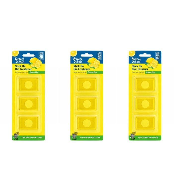 Perfect Scents Lemon Zest Stick-On Bin Freshener 3 x 5g - Pack of 3