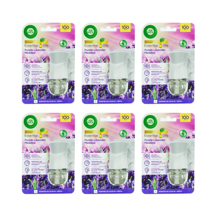 Air Wick Air Freshner Purple Lavender Meadow Electrical Plug-In Kit - Pack of 6