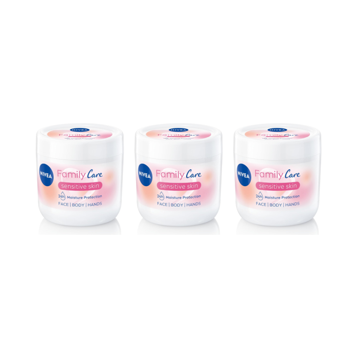 NIVEA Family Care Sensitive Skin Moisturising Cream 450 ml - Pack of 3