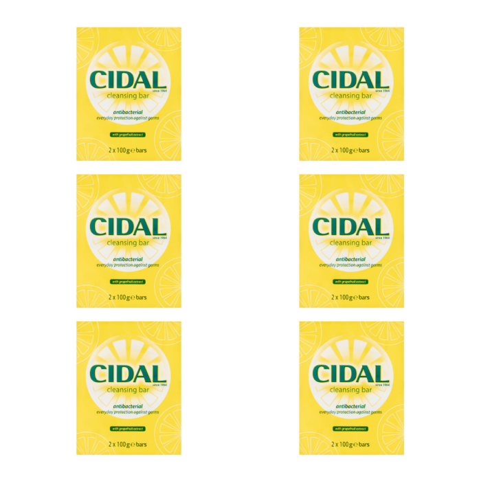 Cidal Antibacterial Cleansing Bars 2 x 100g - Pack of 6
