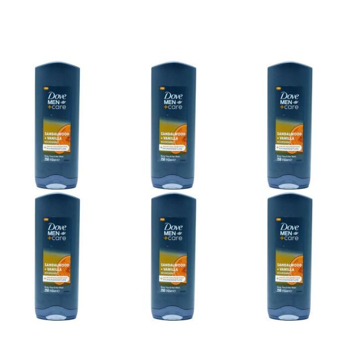 Dove Men+Care Sandalwood & Vanilla Shower Gel 250ml - Pack of 6